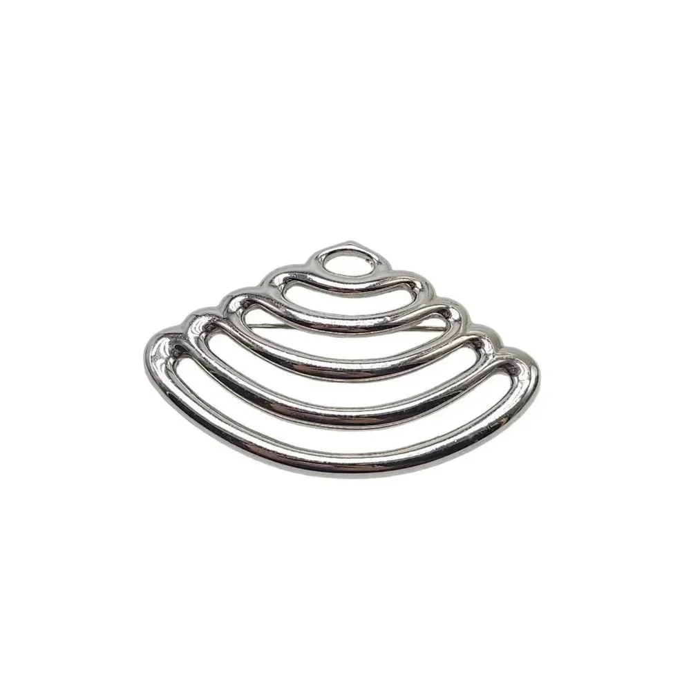 Monet Brooch Pin Silver Tone Open Work Shell Vintage Modernist